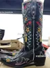 Women BONJOMARISA Embroidery Floral Brand Cowboy Western For Slip On Mid Calf Boots Casual Design Shoes Woman T230824 385