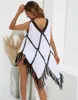 Dresses Beach Cover Ups for Women Fringe Tunic 2023 Capes Swim Cover Up White Black Tunics Woman Summer Dress Women's Swimwear Coverups