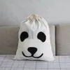 Sacs à linge Sac en coton en lin Motif à rayures animales Panier mignon Rangement de jouets à domicile Cordon de serrage Organisateur de vêtements sales 230824