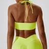 Tanques femininos camis mulheres colheita top sem costas sexy lycra ginásio yoga para roupas esportivas de verão rosa limão verde haut femme deportivos mujer