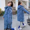 Women's Trench Coats 2023 Simple Down Cotton Clothes Long Knee Removable Hat Loose Female Parkas Jackets