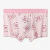 Sous-vêtements Rose Mignon Imprimer Mens Naturel Pur Coton Short U Poche Convexe Sous-Vêtements Belle Impression Respirant Doux Boxers Troncs