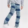 2023 Męskie dżinsy męskie Ropa Grunge Streetwear Ułożone workowate spodnie Mężczyźni Ubranie proste patchwork dżinsowe spodnie Homme