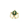 Cluster Ringe Mode Einfache Set Zirkon Offen Einstellbar Für Frauen Gold Farbe Vintage Luxus Gericht Titan Stahl Schmuck Zubehör