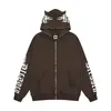 Sweats à capuche masculine Sweatshirts rétro Letter Demon Print Zip Up Hoodie High Street Sweethirt Harajuku Casual Loose Veste American Top Tracksuit Men Vêtements 230824