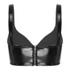 set Black Red Womens Wetlook Patent Leather Wireless Bra Tops Camisole Wide Shoulder Straps Crop Top Rave Clubwear for Pole Dancing