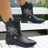 Heel 2024 Square Embroidered Women PU Toe Pointed Autumn Winter Long Leather Handmade Mid-Calf Boots WESTERN 36-43 T230824 702