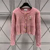 Designer Cardigan Femmes Chandails Femmes Designer Pull À Manches Longues Court Boutonné Veste En Tricot Doux Tweed Tissu Tricots Designer Cardigan