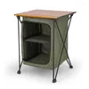 Camp Furniture Double Layer Camping Table Storage Cabinet Portable Folding Aluminum Alloy Outdoor Picnic BBQ Desk With Oxford Cloth Basket