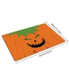 Tappetini da bagno Zerbino zucca di Halloween Tappeto decorativo per porta da pavimento per vacanze Lavabile riutilizzabile Decorazione per tappetino anteriore esterno