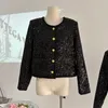 Misto lana da donna Alta qualità francese di lusso con paillettes Piccola giacca profumata per le donne Autunno Inverno Y2K Streetwear Cappotti di tweed di lana Capispalla eleganti 230824