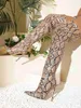 2024 Winter Snake Xibeilove Sexig mönster Kvinnor Pointy Fashion Zipper High Heel Over Knee Boots Nightclub Dance Party Shoes T230824 598