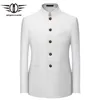 Ternos masculinos Blazers Chinês Stand Collar Homens Blazer 6XL Tamanho Grande Sólido Casual Terno Jaqueta Slim Fit Mens Casamento Blazers Amarelo Borgonha Branco Q402 230824