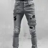 Pantaloni jeans da uomo casual dritti a vita media slim fit strappati moderni E Motion Leg Jean marca Ub155