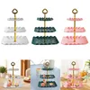 Plates Cupcake Stand 3 Tier Display Plate With Handle Pastry Holder Fruits Snack Serving Tray For Wedding Parties Celebration Birthday