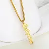 Pendant Necklaces Box Chain Old English Name Necklace Personalized Jewelry Stainless Steel Choker Custom Nameplate Letter Collier Femme 230825