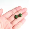 Dingle örhängen autentisk naturlig jade och tianyu long 925 silver set spenat grön droppe original