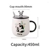 Mokken 450ml Leuke Cartoon Rode Panda Keramische Mok Met Deksel Handvat Lepel Kan worden gebruikt voor koffie drinken thee Melk Leuk verjaardagscadeau