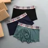 Underpants Designer B-line checkered mens underwear with no marks, Modal cotton breathable flat corner pants, high-end gift box set O53Q