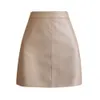 Color Black Pu Leather Skirt For Women Autumn Style High Waisted Pleated Anti Exposure Buttocks A Line Short