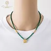 Chains Vintage Malachite Brass 26 Letters Gold-plated Beaded Necklace Women's Niche Design Light Luxury Versatile Collarbone Chain