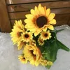 Flores decorativas simuladas Juglans Daisy Sala de seda falsa com 7 garfos e 28 cabeças