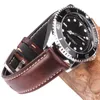 Titta på band Oljevaxkohudbandband Strap Women Män Black Brown Smooth äkta läder Watchband 18 19 20 21 22 24mm Belt 230825