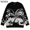 Camisolas masculinas homens camisola crânio oversize manga longa tops gótico y2k streetwear pullovers de inverno malha vintage jumper moda harajuku roupas 230824