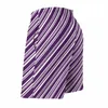 Short pour hommes Violet et blanc Ligne Board Loisirs Plage Candy Stripe Motif surdimensionné Maillot de bain Qualité