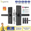 Tuya Zigbee Smart Door Lock App Pilot Control Eletronic Biometryczne odcisk palca odblokowuje cyfrowe inteligentne hasło elektryczne blokowanie HKD230825