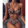 Costumi da bagno da donna 2023 Costume da bagno da donna da donna Bikini sexy diviso Pelle di serpente Stampa leopardata Bikini push up elastico in due pezzi