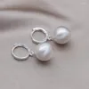 Orecchini pendenti Design coreano Gioielli di moda Semplice pendente a sfera in metallo spazzolato con zirconi Accessori eleganti per il lavoro quotidiano delle donne