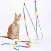 Interactief Kat Regenboog Wandspeelgoed Kitten Teaser Stick String Ribbon Charmer Huisdier Speel Chase Oefening voor Binnen Verlengd Lang 70 inch