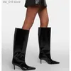 Uzunluk denim diz Avrupa ve Amerika'dan Yeni İnce High Topuk Modaya uygun kare ayak parmağı moda şovu Kadınlar Uzun Botlar T230824 94AC8