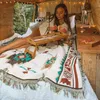 Couvertures Couvertures tribales tapis d'extérieur indiens couverture de pique-nique de Camping couvertures de lit décoratives Boho tapis de canapé à carreaux tapis de voyage glands lin 230824