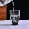 Copos de vinho suco vidro conjunto de 4 retro em relevo criativo carpa âmbar 280ml uísque vodka beber copo bebida barra festa casamento