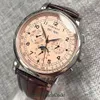 Horloges Corgeut 42 mm automatisch herenhorloge Datum Dag Maand Jaar Roségouden wijzerplaat Multifunctioneel 316L lederen band Gepolijste kast Dag Nacht 230824