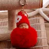 Cute Sleeping Baby Doll Keychain Pompom Helmet Rabbit Fur Ball Carabiner Key Chain Keyring Key Holder Bag Pendant key Ring Gift ZZ