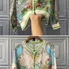 Весенняя осень цветочной печати вязаная куртка женщин одиночная грудь шифоновый слой тонкий роскошный с длинным рукавом Жаккард Кардиганы H136LF20230824.