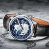 Wristwatches Luxury Automatic Watch Men's World Time Mechanical Business 41mm Multi Zone Luminous Clock Willie Merck 2023