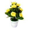 Flores decorativas artificial em vaso simulação falso rosa lírio amarelo vermelho planta flor casa jardim mesa decoração quarto ornamentos