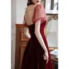 Ethnic Clothing Chiense Prom Dress Burgundy Sexy Cheongsam 2023 Perspective Dresses Woman Princess Evening Party Gown Mesh Pleated Vestidos