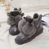 Stivaletto in peluche di lusso di design da donna di marca con base piatta in pelle invernale all'aperto per mantenere caldo lo stivale