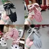 Fingerless Gloves Autumn and Winter Bowknot Cashmere Korean Fashion Thickening Warm Letters Can Touch Screen Finger Women 230825