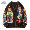 Men's Sweaters Christmas Knitted Sweater Men Cardigan Oversized Streetwear Knit Jumpers Funny Clown Print Cotton Harajuku Knit Coats Unisex 230824