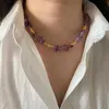 Catene fatte a mano in pietra naturale viola perle di quarzo giallo collana per le donne vacanze estive gioielli per feste design unico goccia