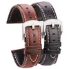 Titta på band Oljevaxkohudbandband Strap Women Män Black Brown Smooth äkta läder Watchband 18 19 20 21 22 24mm Belt 230825