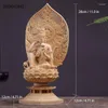 Decorative Figurines 28cm Solid Wood Carving Ruyi Six-armed Guanyin Bodhisattva Statue Wooden Hand-carved Buddha Chinese Home Feng Shui