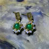 Boucles d'oreilles personnalité mode caractéristique bijoux calcédoine verte spécial argent creux carré boucle d'oreille pour les femmes de luxe Namour charme cadeau