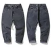 Mäns jeans Autumn Texture Fat Guy Lose Wide-Ben Croped Pants Bekväm storlek 29-48 PTW005